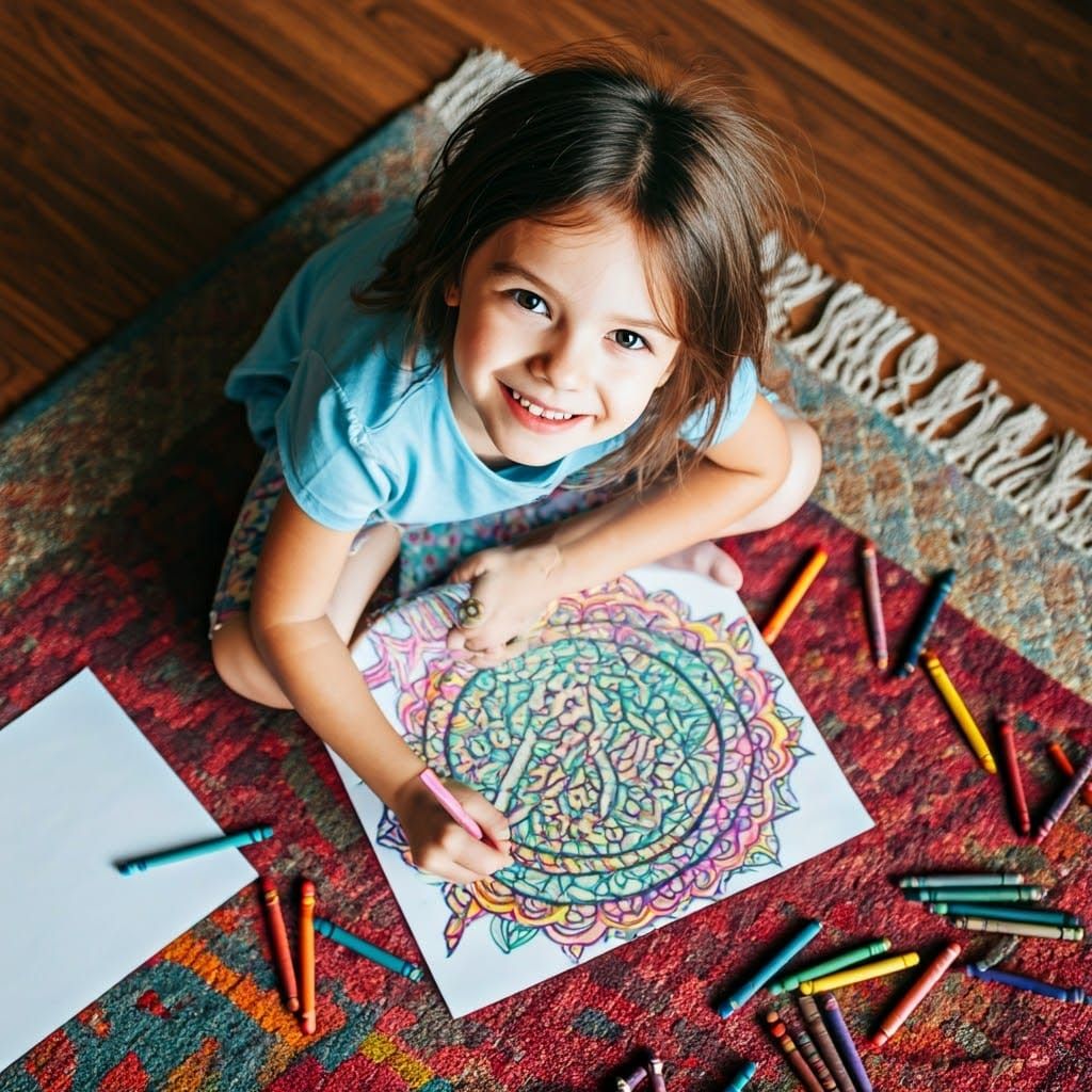 Whimsical Girl Paints Unicorn Mandala