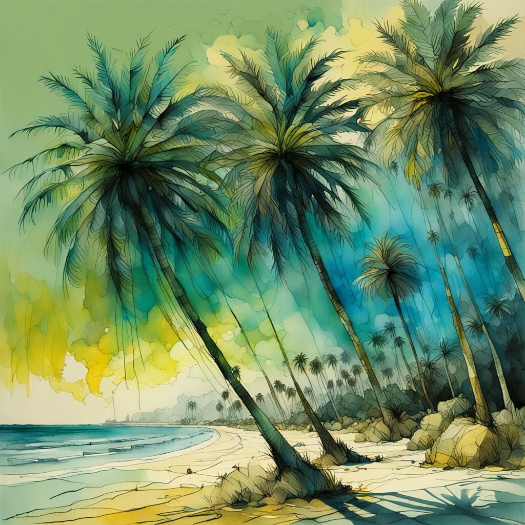 PALM TREES Beach Landscape