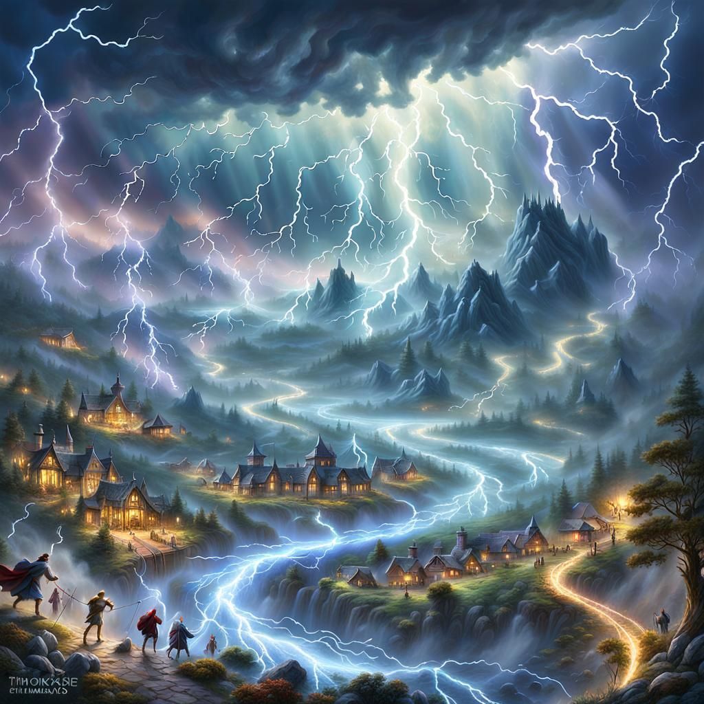 Ethereal Battle Under Turbulent Skies