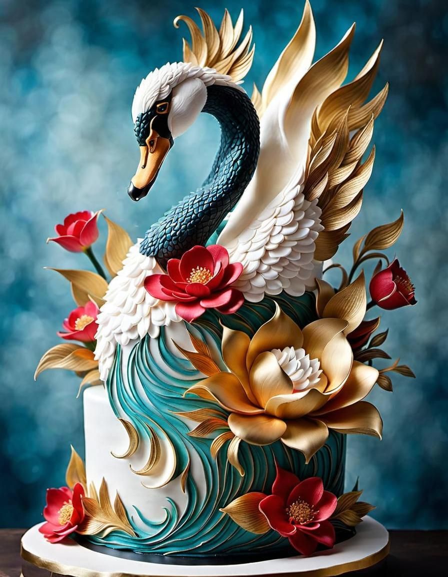 Swan cake  by @TanYG