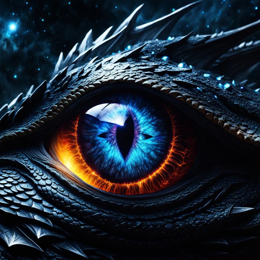 Dragon eye with cosmic stary pupil