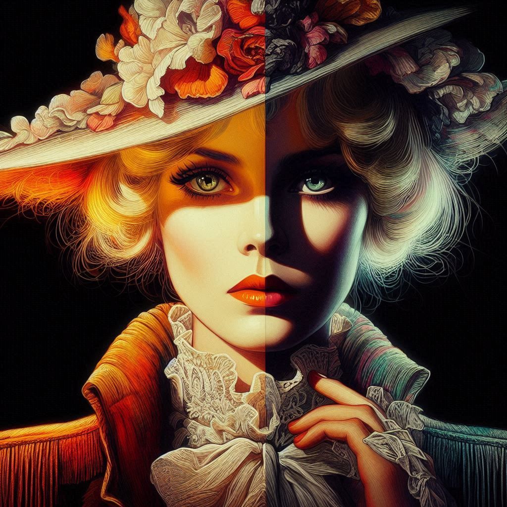 Her Eyes, a Storm of Thought: Crowned in Bloom, Framed in Fire