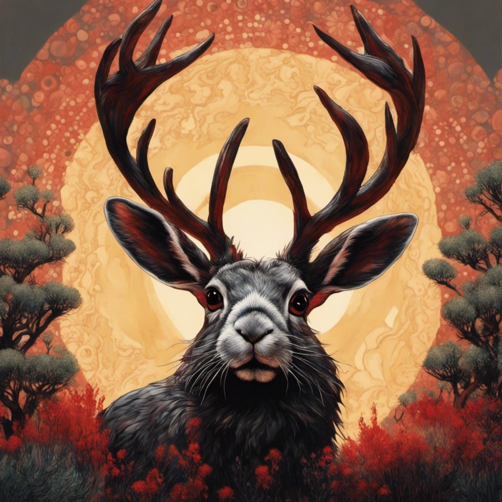 Jackalope in Red - AI Generated Artwork - NightCafe Creator