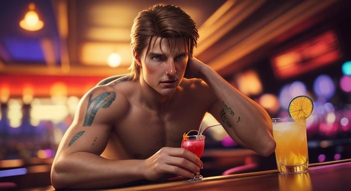 Cocktail movie scene with Tom Cruise making an exotic cockta...