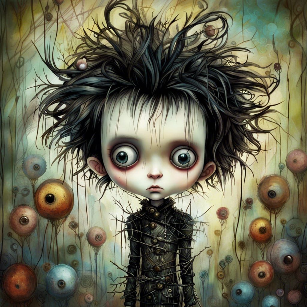 digital art of an adorable big-eyed Edward Scissorhands. by benjamin ...