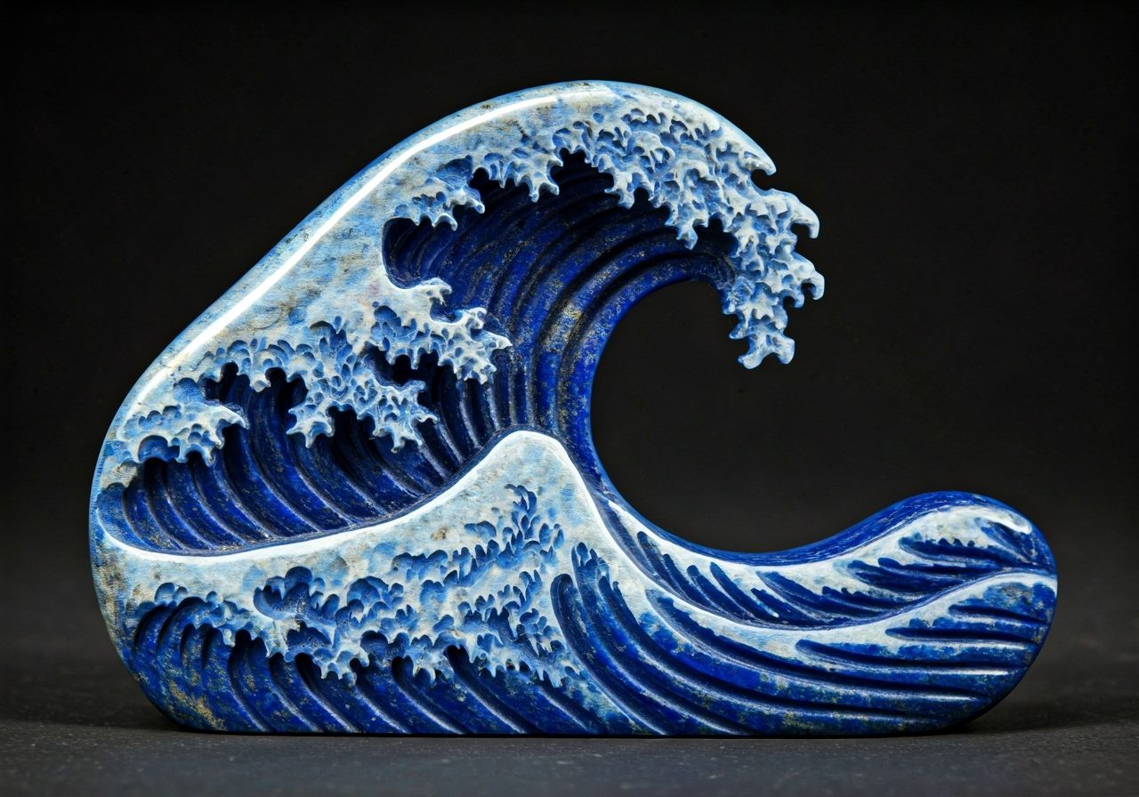 Stone Art, Lapis Lazuli carved into a wave