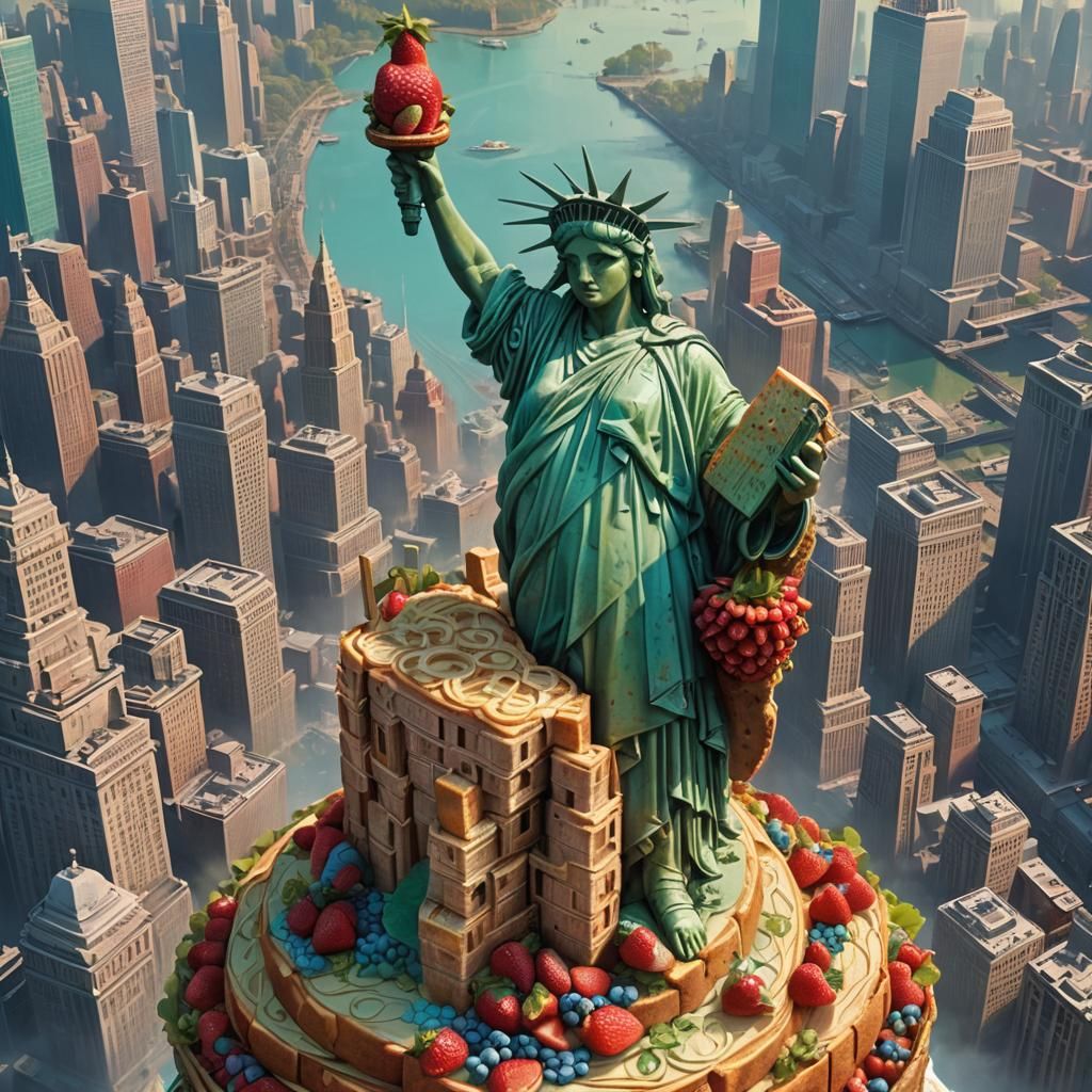 Statue of Liberty made from bread doe 
