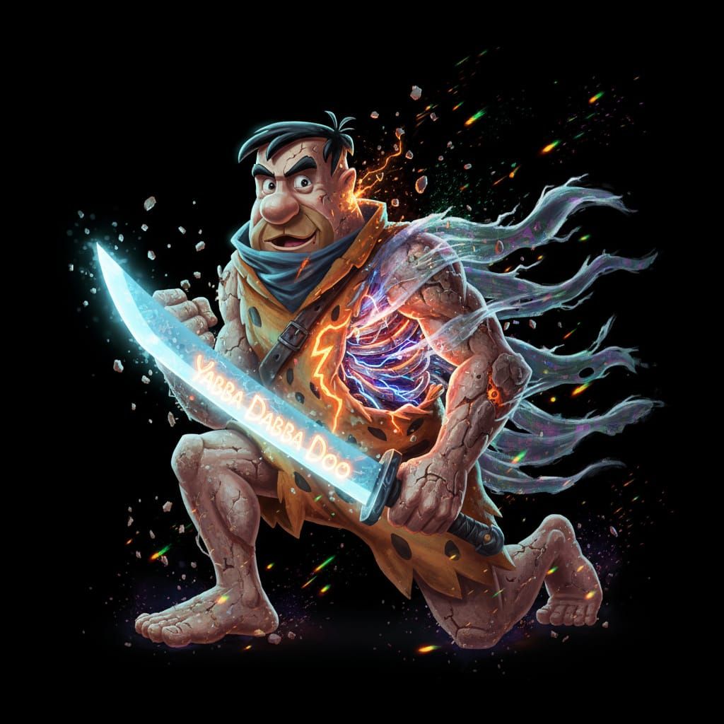 Evil Cybernetic Fred Flintstone Ninja: Digital Art