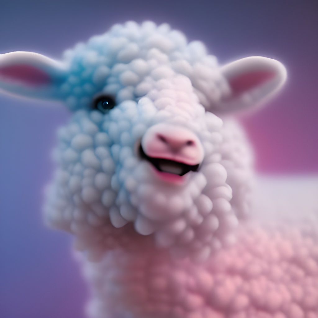 Cotton candy sheep, distinct lighting, detailed matte painti...