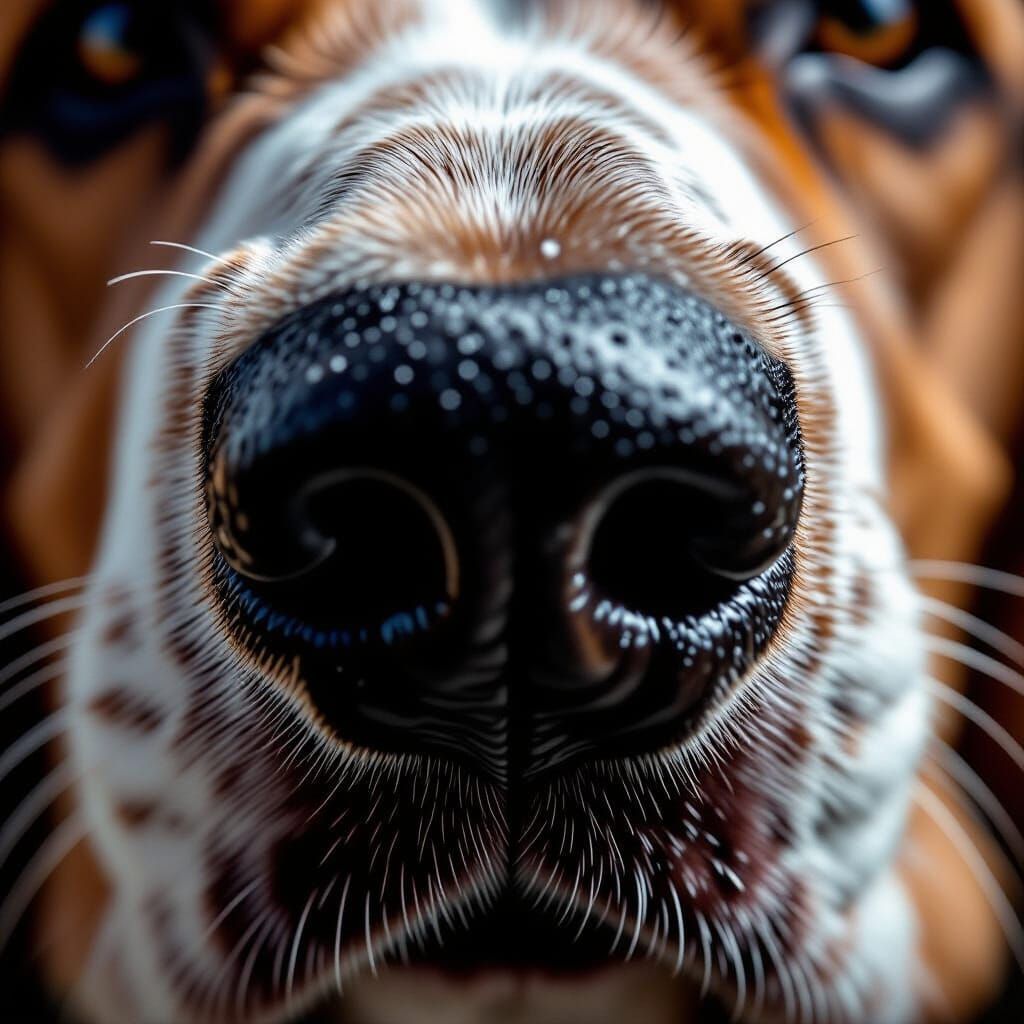 Close up of a Basset Hounds nose.