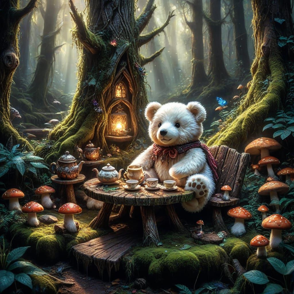 Teddy Bear Tea Party in Enchanted Forest 🧸