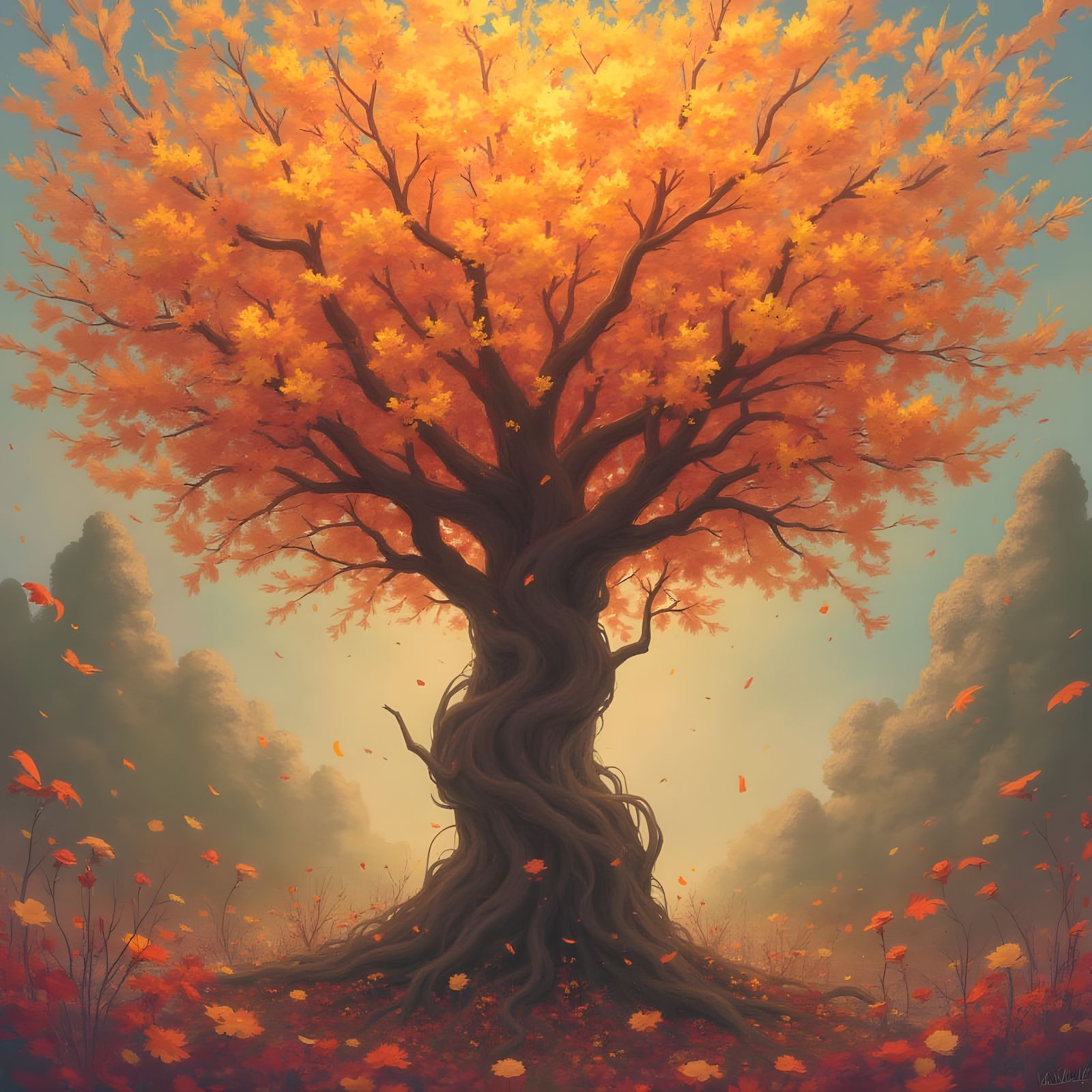 Vibrant Autumn Landscape with Hidden Treasures