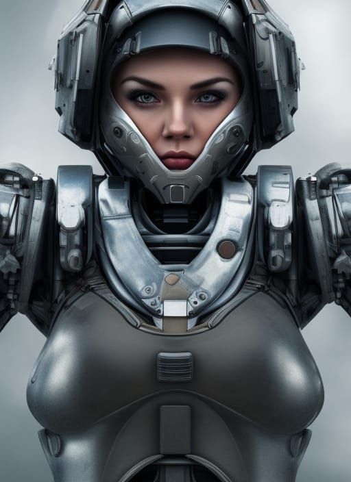 sci-fi female soldier in a mech suit