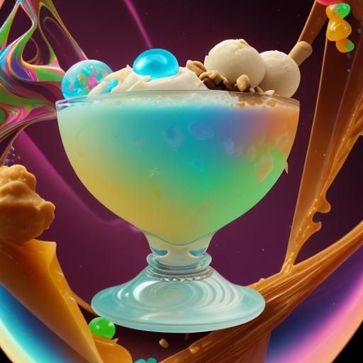Toffee ice cream with gumdrops, shredded coconuts, toffee ch...