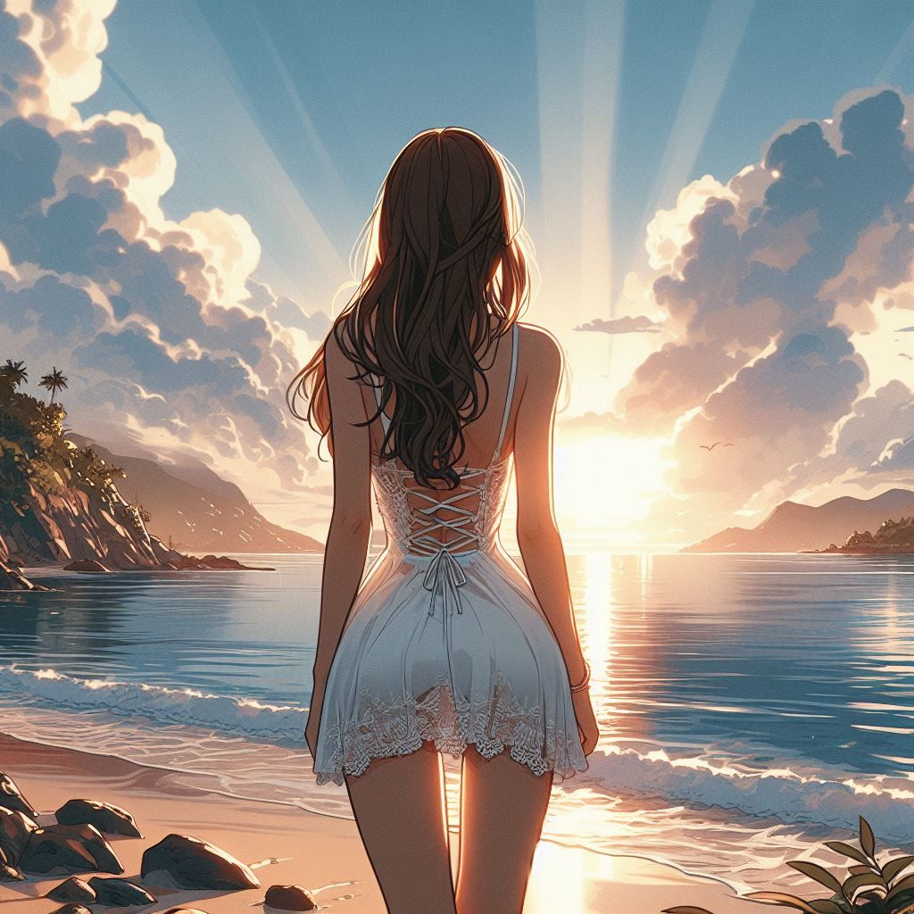 Relaxing by the Beach at Sunset.