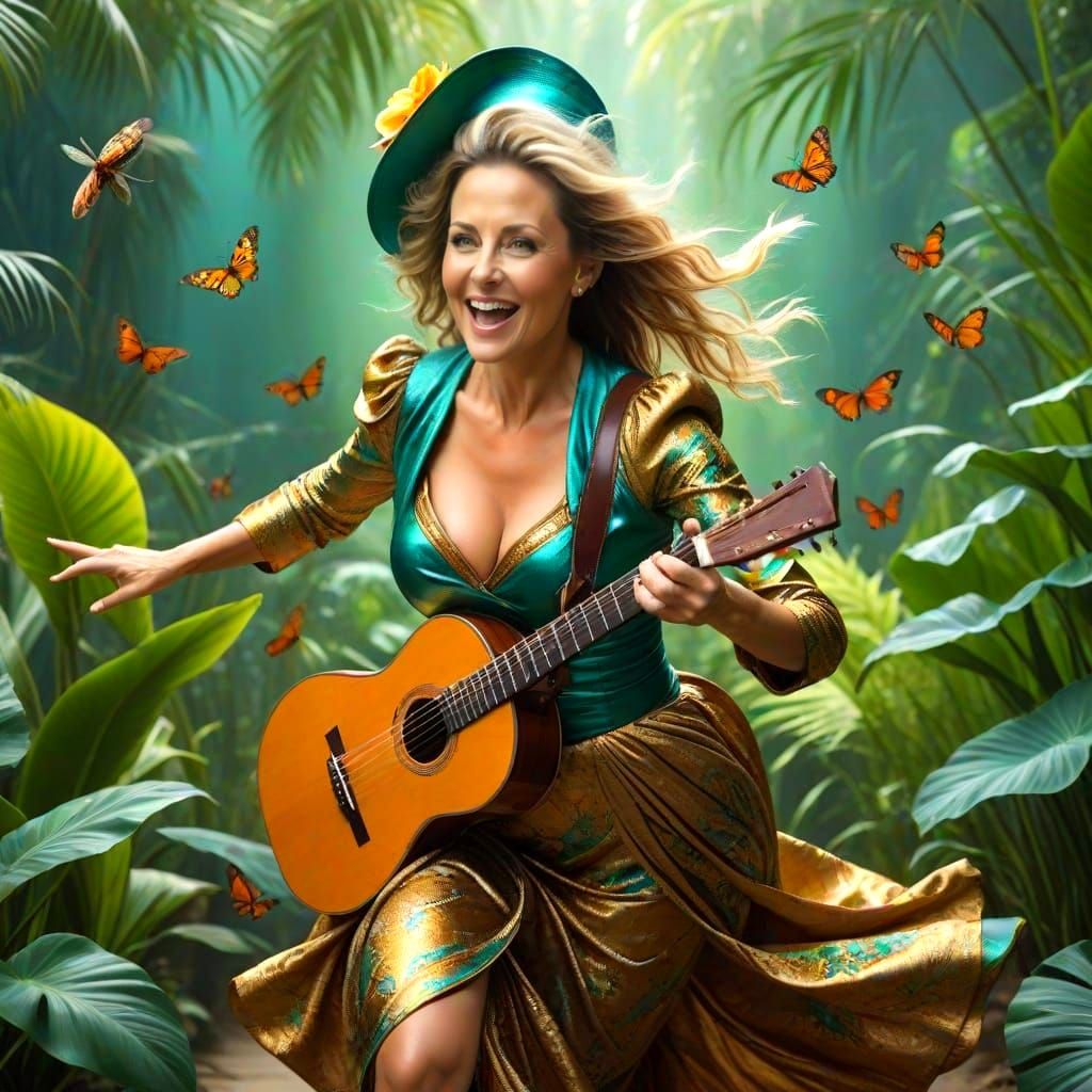 Dynamic Portrait: Lady in Surreal Fantasy Scene