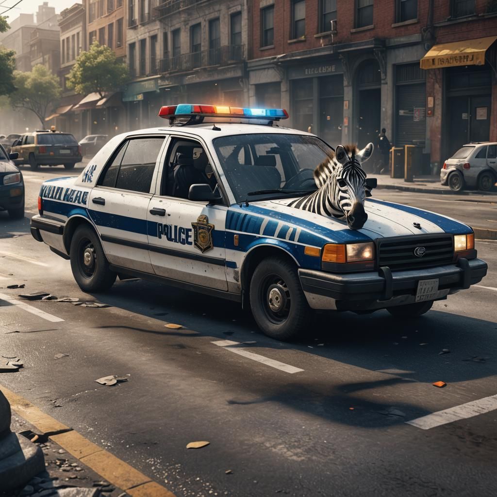Zebra in a police car