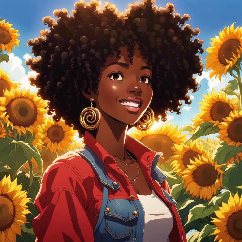 marvel  , black girl, afro as hairstyle, wearing lots of rin...