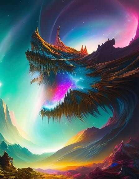 Nebula in the mouth of Dragon Rock Mountain - AI Generated Artwork ...