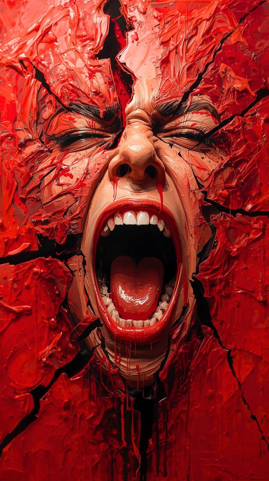 Red Head • Screams in Thread
Cracked red paint screams loud and raw.