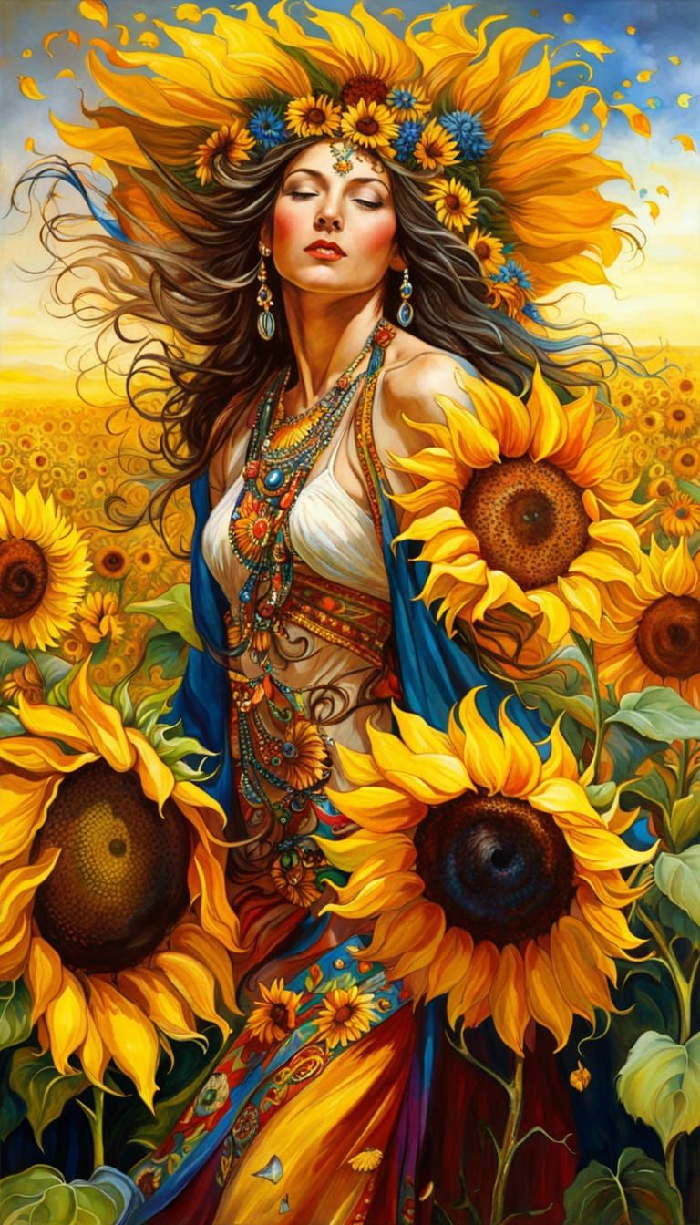 "Jenny" loves sunflowers AI Generated Artwork NightCafe Creator