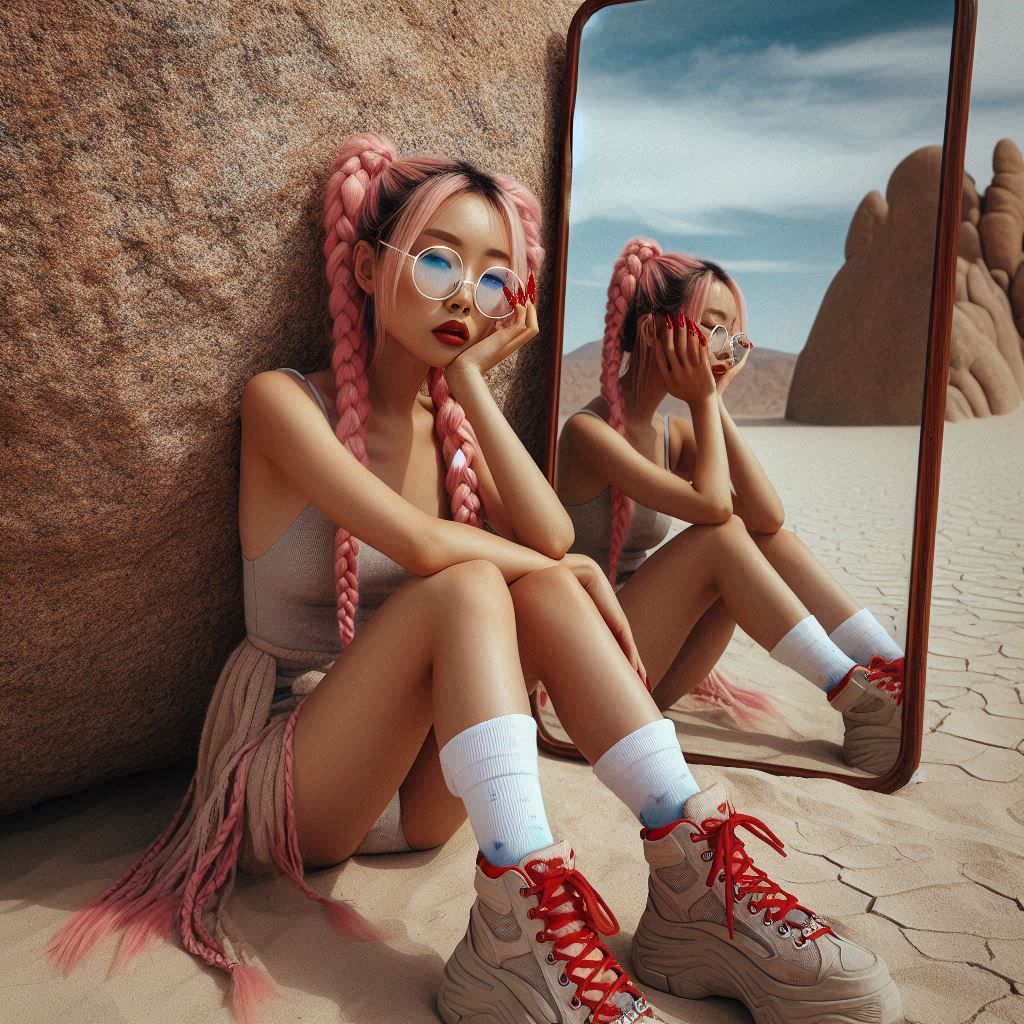 At a rock in the desert