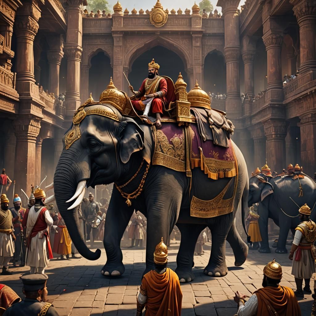 Chhatrapati Shivaji Raja of Maharashtra arrives sits elephan...