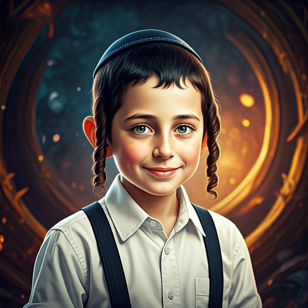 Charming Orthodox Jewish Boy in Whimsical Fantasy World