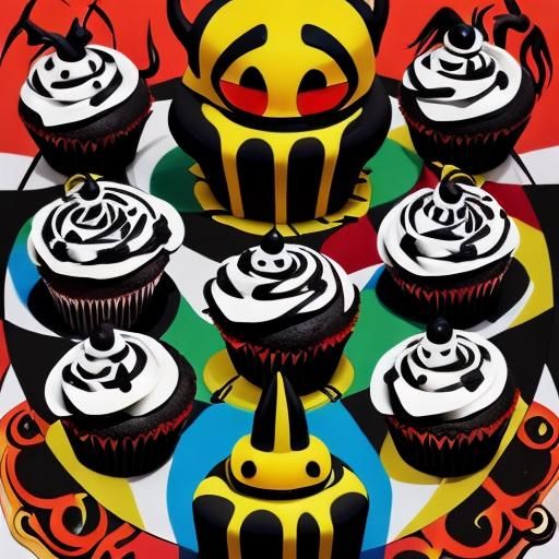 <lora:Zz Zebrapunk V2:1.0> Devils cupcakes 