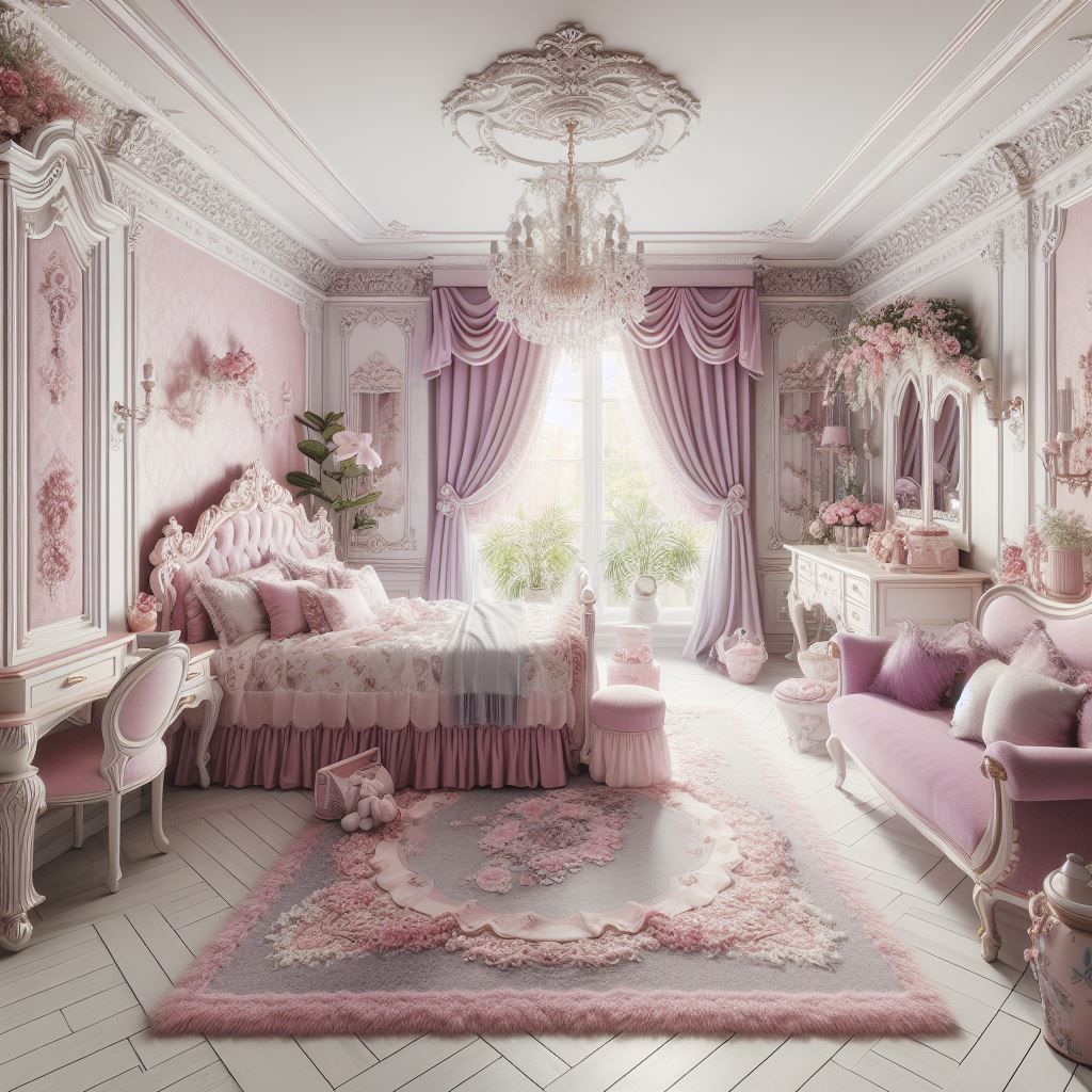 Maximalist rococo bedroom for a teenage girl in a maximalist rococo ...