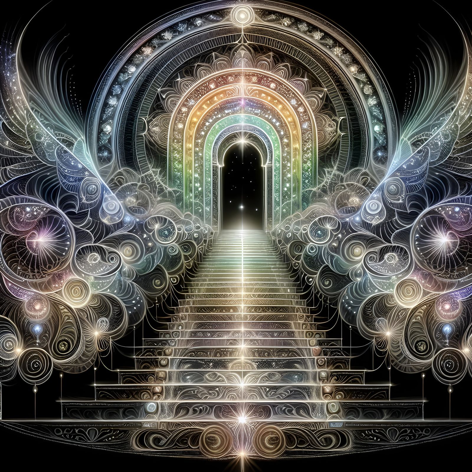 Majestic Ascension to the Heavenly Realm in Vibrant Symmetry