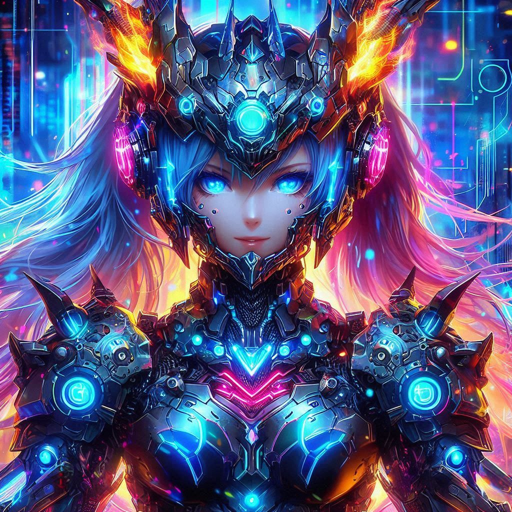 Neon futuristic armor woman (anime) #5