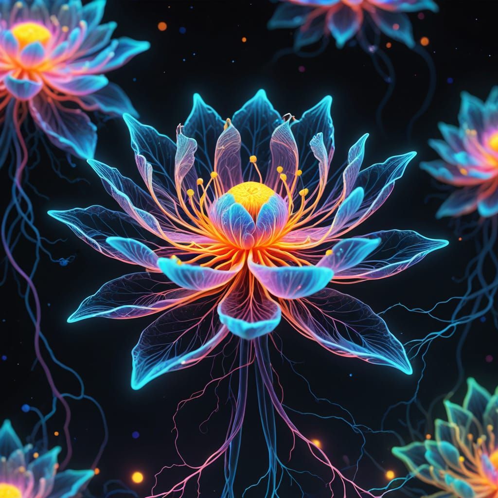 Astrocyte cell lotus flower made of veins
  by @13