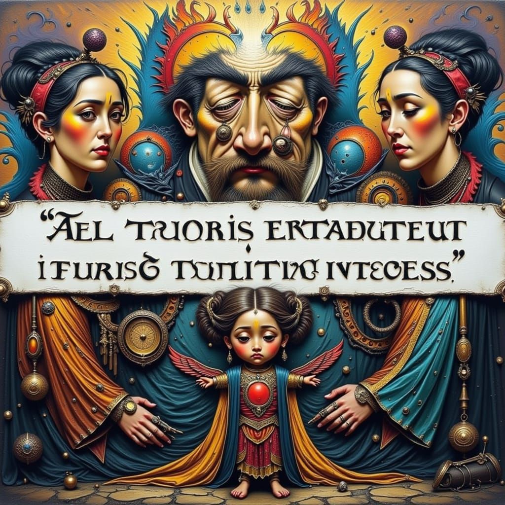 <lora:Flux Caricature:1.0> <lora:Insomnia Flux:1.0> <lora:Not Wik Again:1.0> <lora:2112:1.0> "All truth is established by two or three witne...