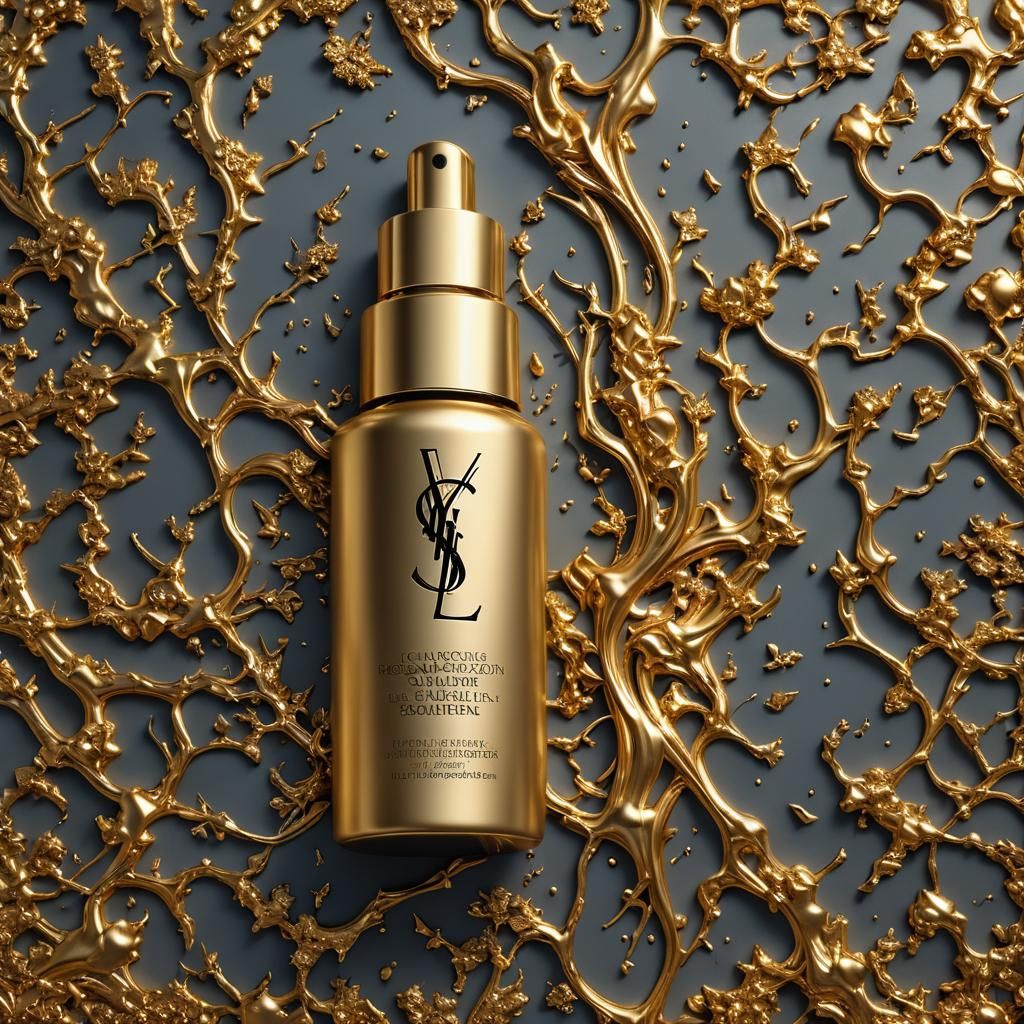 a sunscreen chic élégant embossed with gold written on it YS...