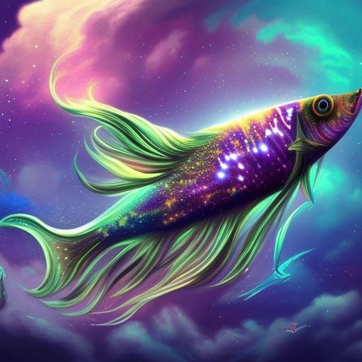 Cosmic Purple Fish - AI Generated Artwork - NightCafe Creator