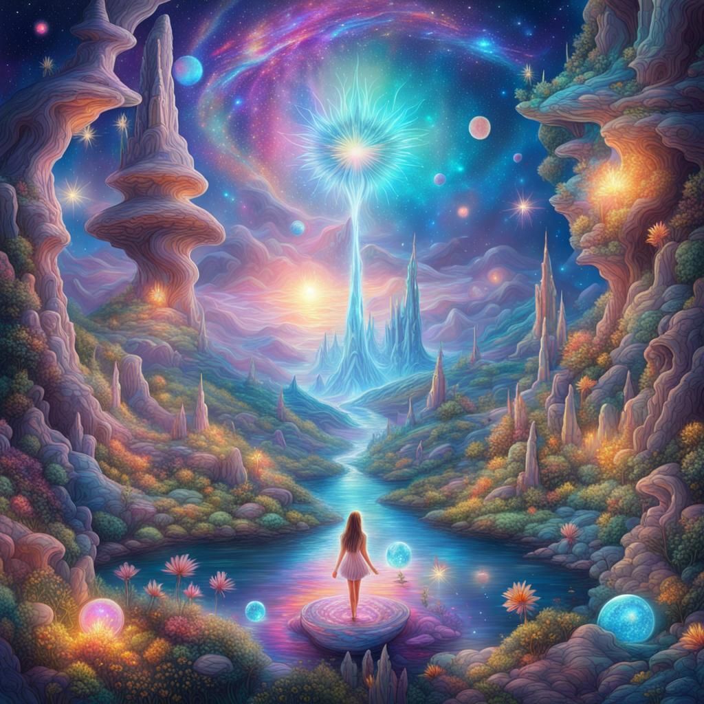 Fairy land. 8k resolution holographic astral cosmic illustration mixed ...