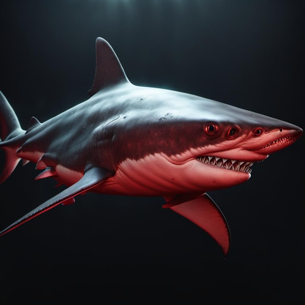 Red Shark on black background