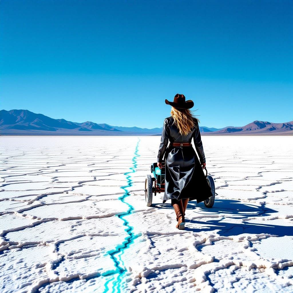 Cowgirl on Salt Flat