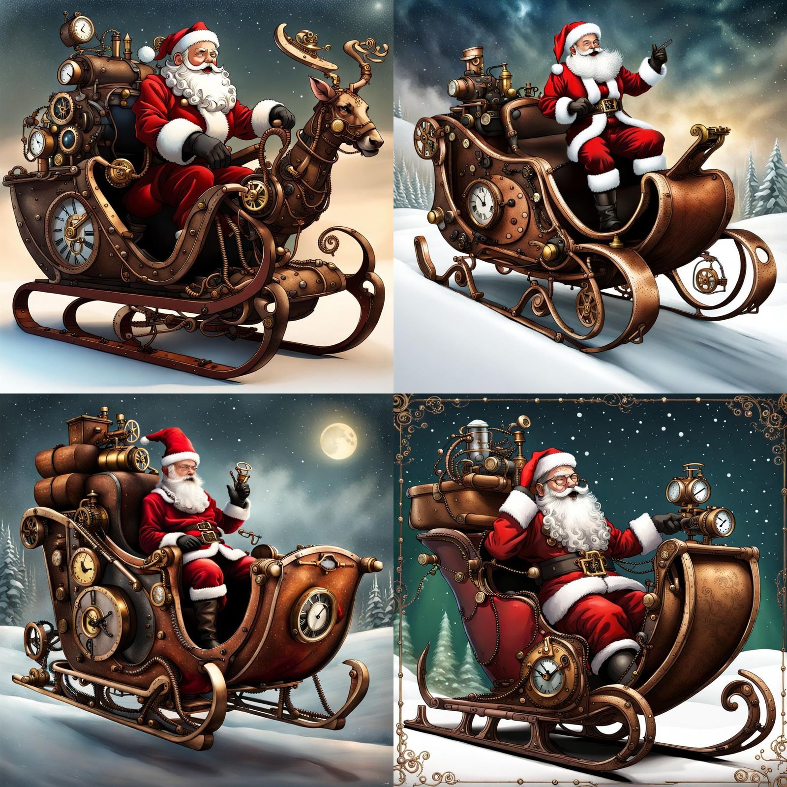Santa Riding His Steampunk Sleigh AI Generated Artwork NightCafe
