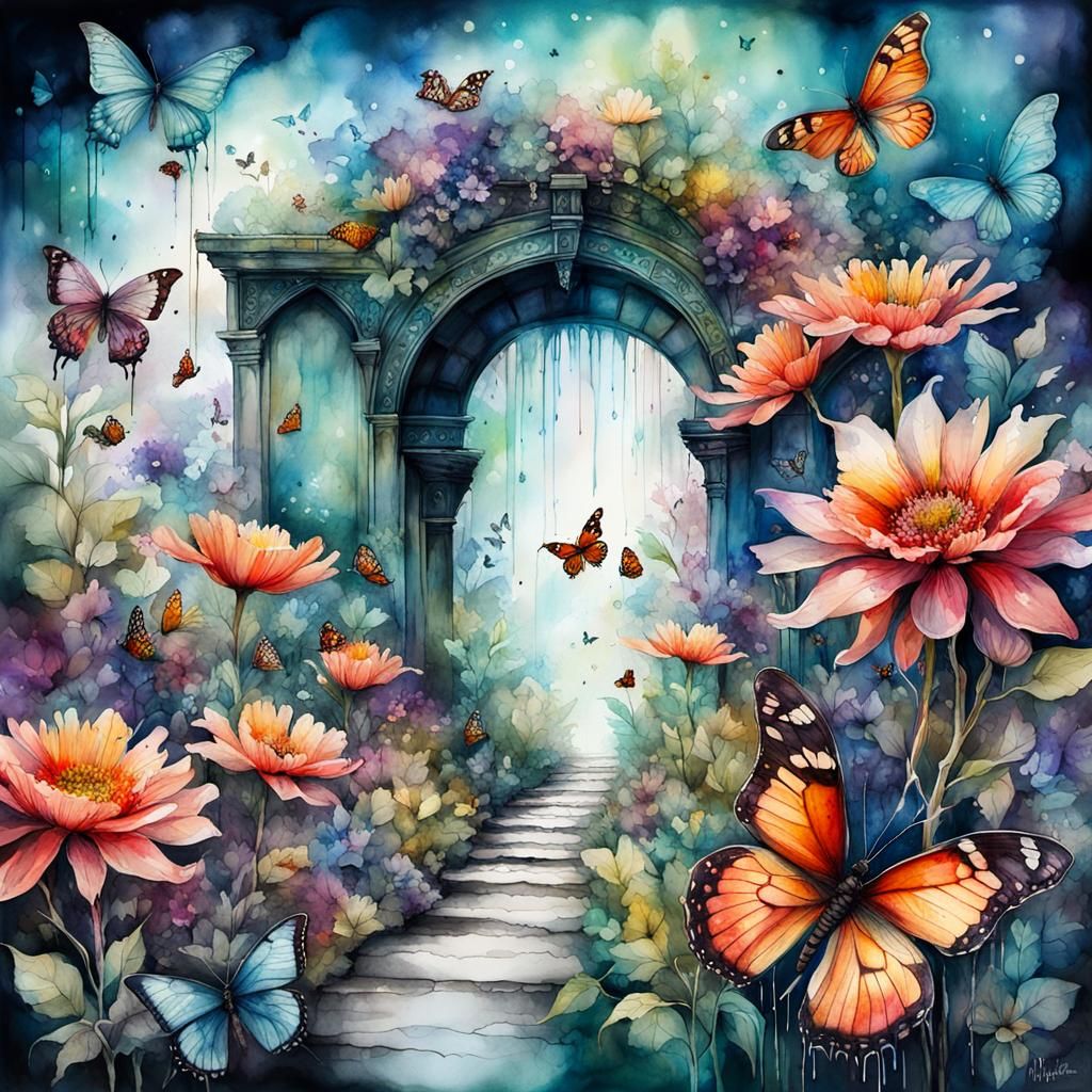 Walled butterfly garden