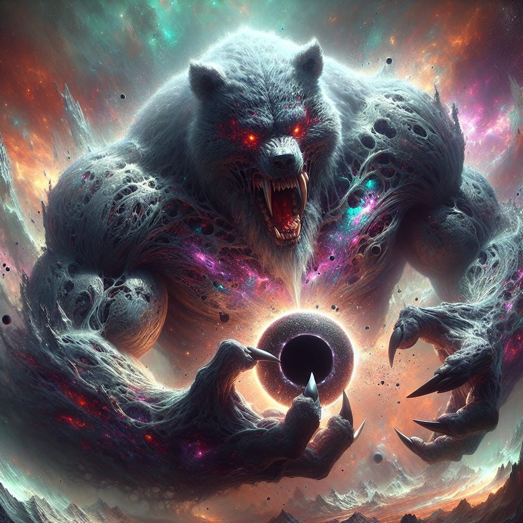 Youthful werebear  new god crushes black hole
