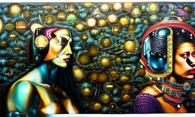 NightCafe Beautiful woman and feminine Robot creating Epic M...