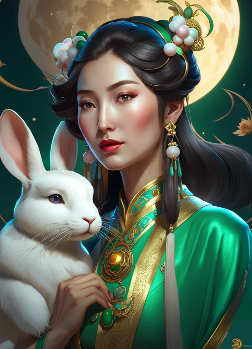 Chang'e and Jade Rabbit - AI Generated Artwork - NightCafe Creator