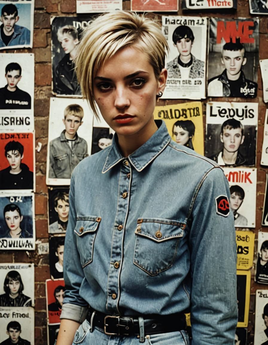 Skinhead girl with short crop hair,
