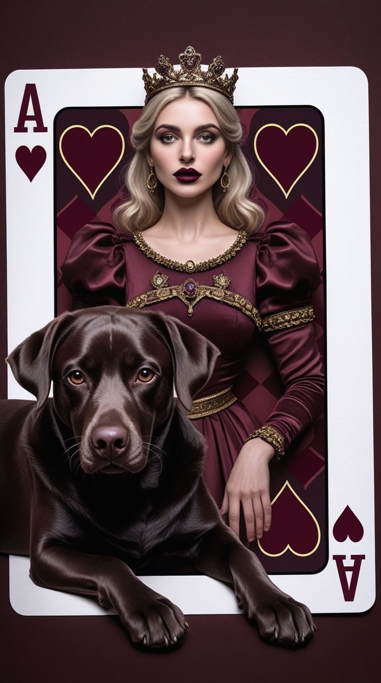 Queen of hearts and a dog