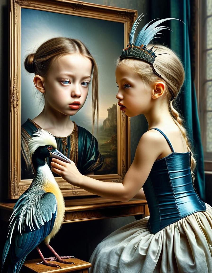 Talking with Her Portrait...