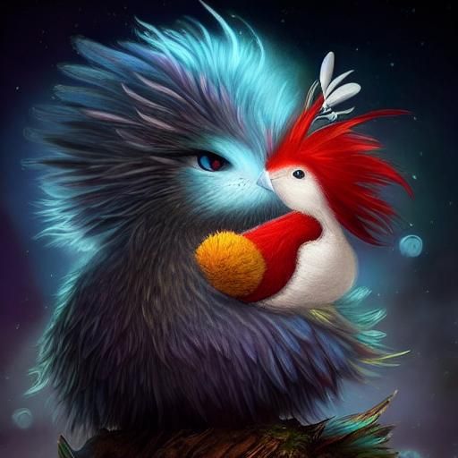 Cute and fluffy tiny baby bird by Andy Kehoe and Tim Burton. Big sad ...