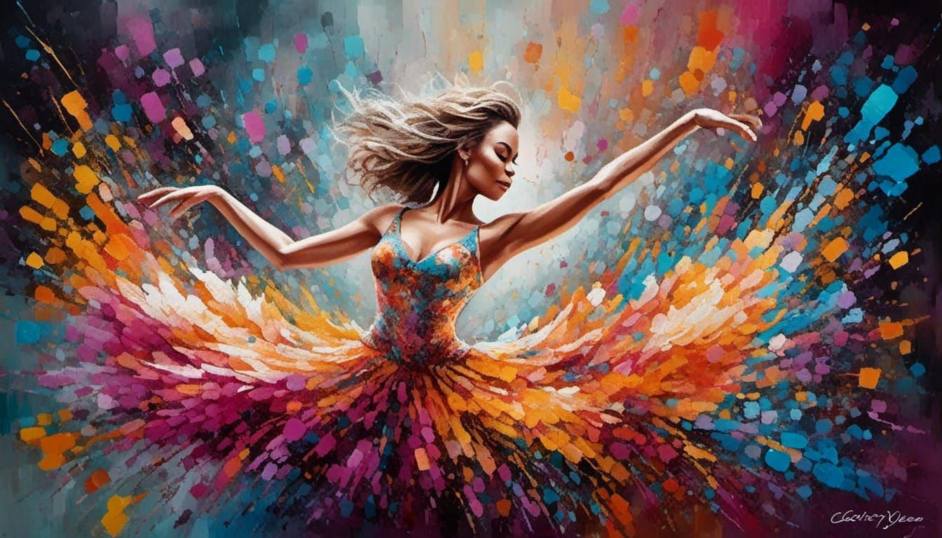 "Let's Dance" abstract art complementary colors fine details...