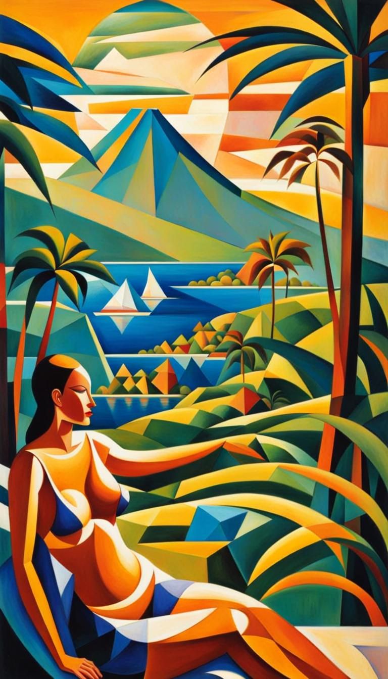 Beautiful woman in Cubism Pablo Picasso  style